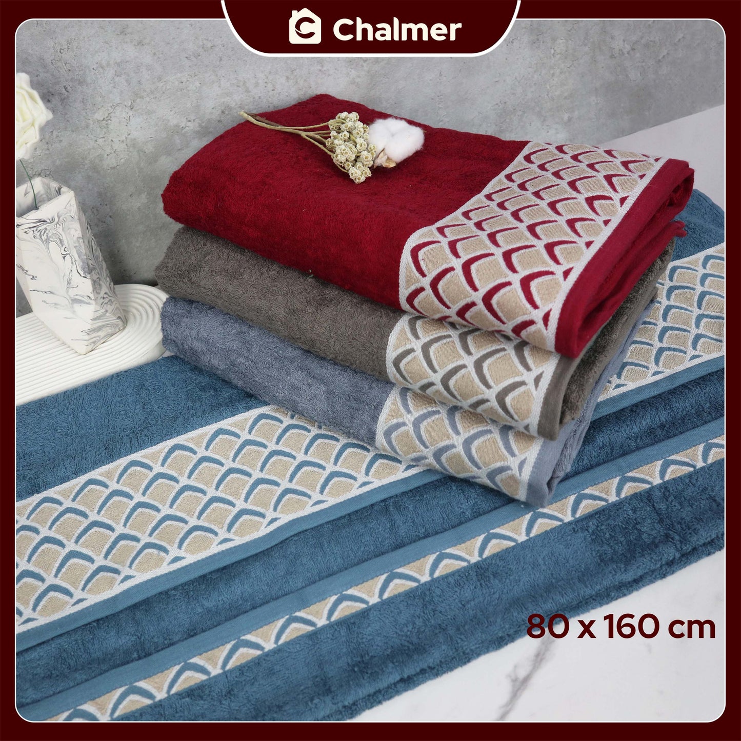 Handuk Mandi Dewasa Besar Jumbo Chalmer 80 x 160 cm Motif Hope
