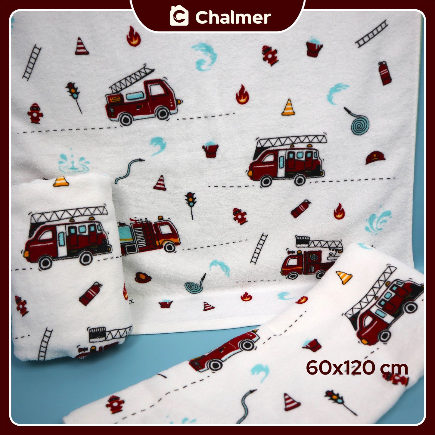 Handuk Mandi Bayi Chalmer 60 x 120 cm Printed Motif Karakter C