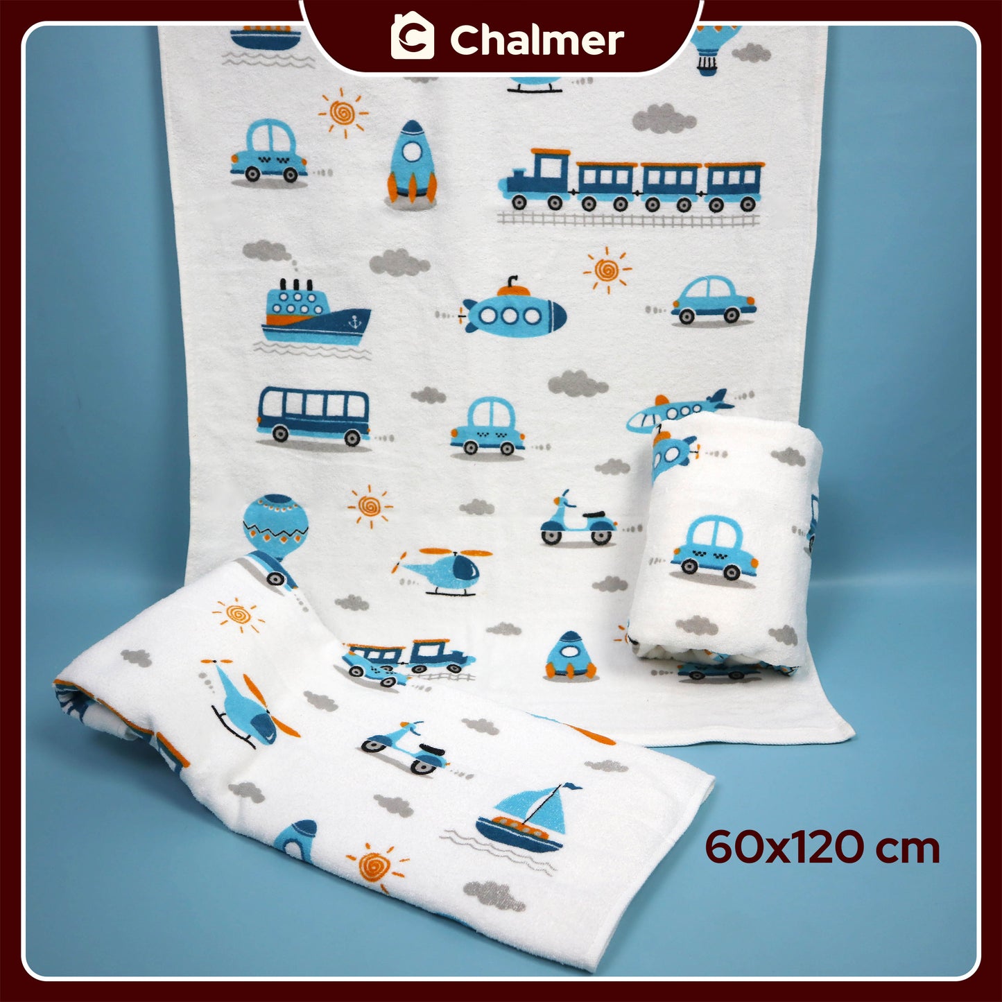 Handuk Mandi Bayi Chalmer 60 x 120 cm Printed Motif Karakter C