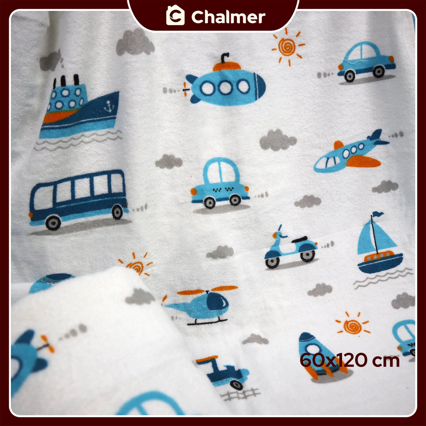 Handuk Mandi Bayi Chalmer 60 x 120 cm Printed Motif Karakter C