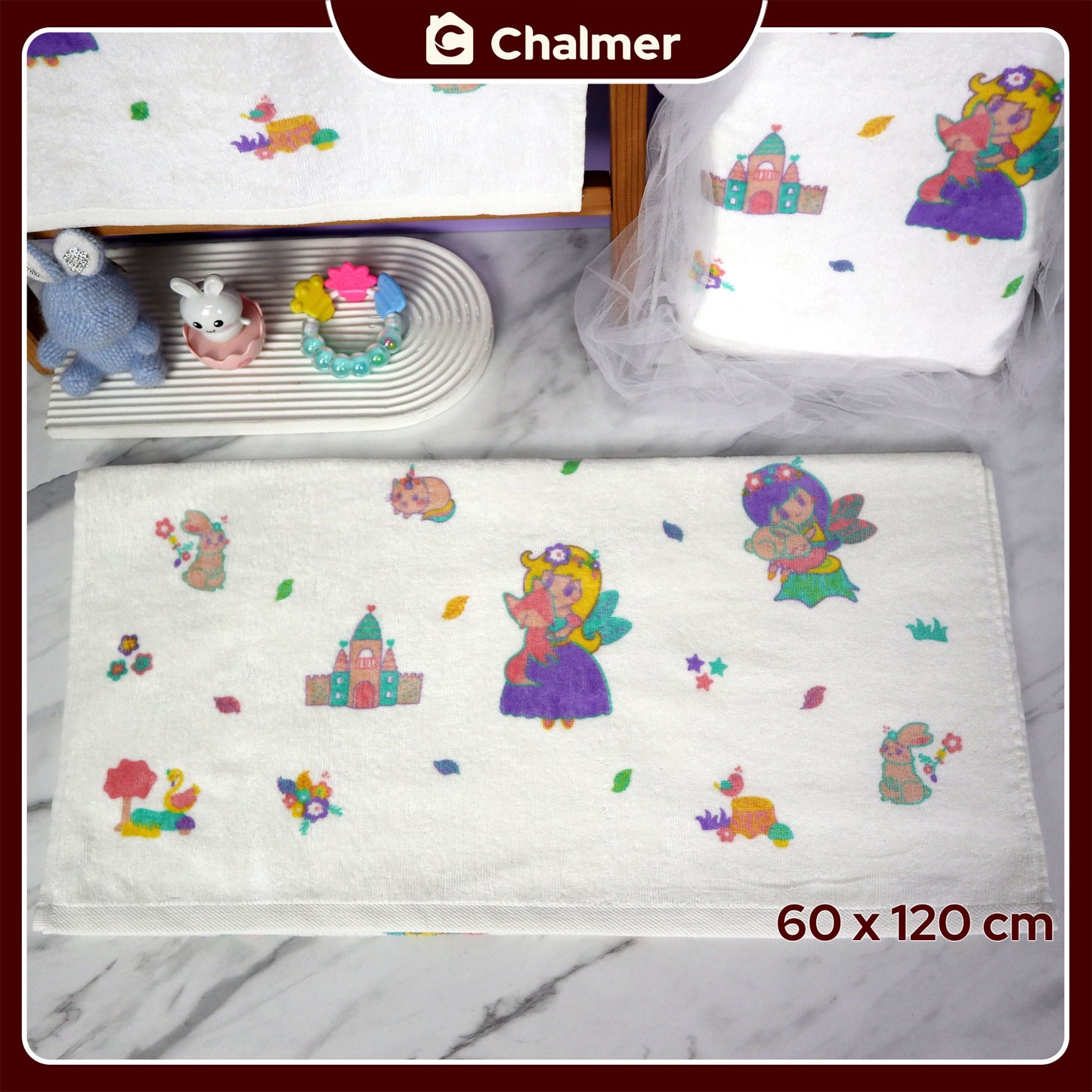 Handuk Mandi Bayi Chalmer 60 x 120 cm Printed Motif Karakter A