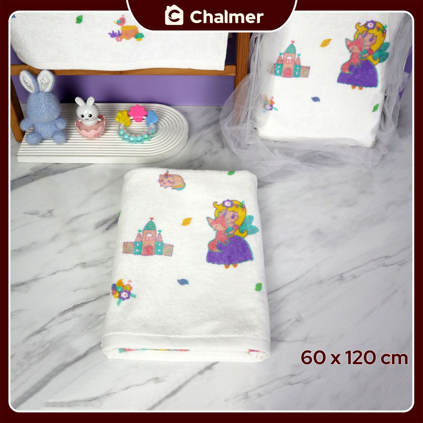 Handuk Mandi Bayi Chalmer 60 x 120 cm Printed Motif Karakter A