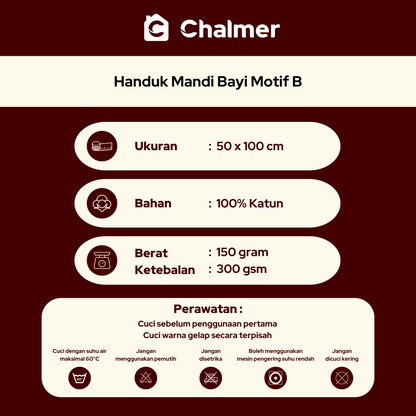 Handuk Bayi Chalmer Motif 50 x 100 cm