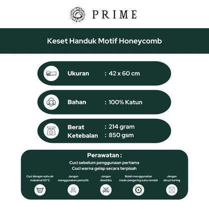 Keset Handuk Prime by Chalmer 42 x 60 cm Motif Honeycomb