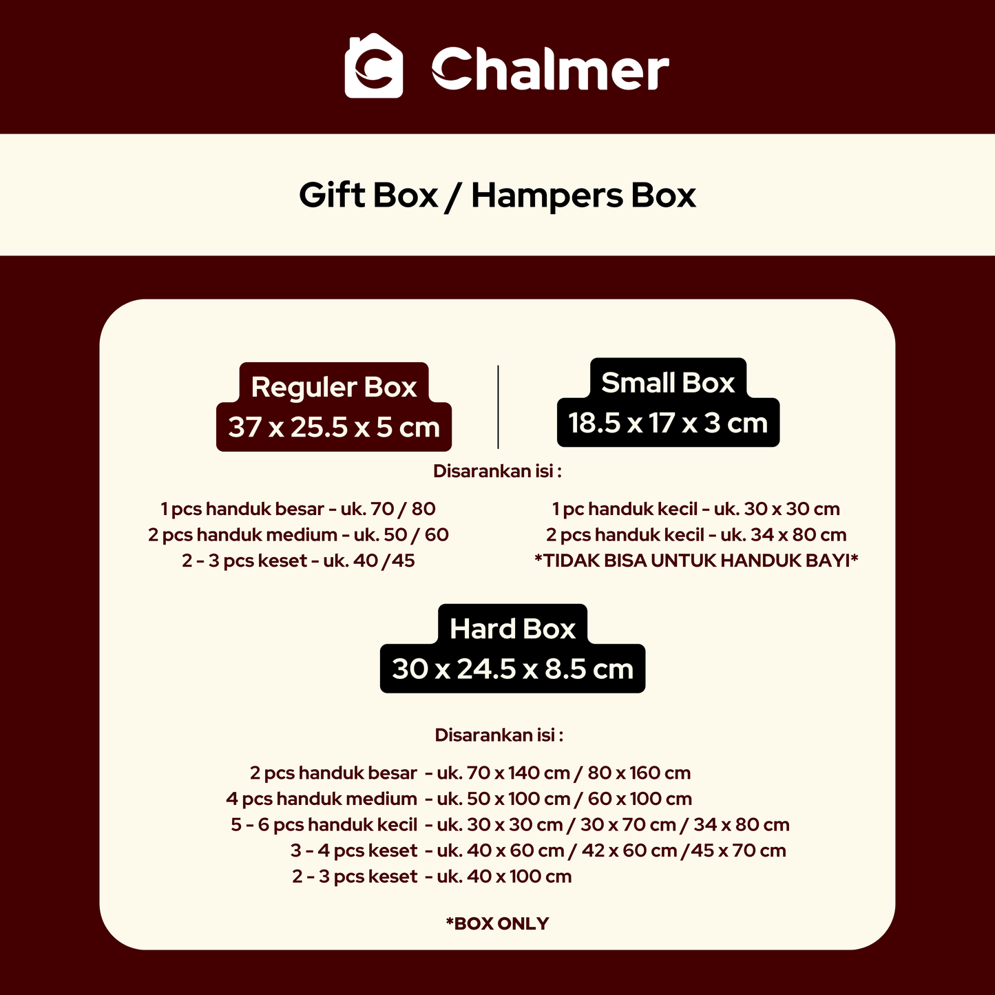 Chalmer Gift Box / Hampers Box (BOX ONLY)