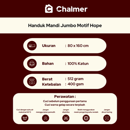 Handuk Mandi Dewasa Besar Jumbo Chalmer 80 x 160 cm Motif Hope