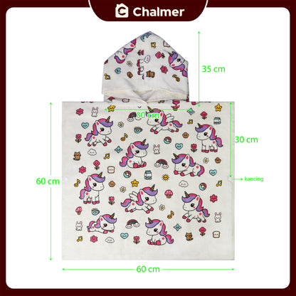 Poncho Handuk Anak Motif Karakter Katun Usia 2-6 Tahun