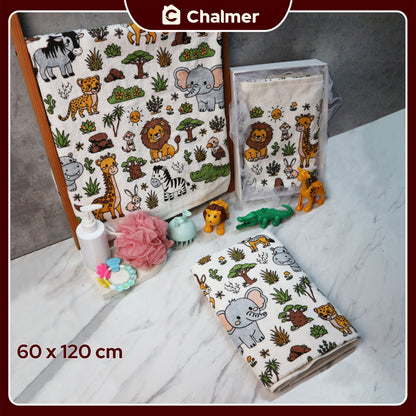 Handuk Mandi Bayi Chalmer 60 x 120 cm Printed Motif Karakter
