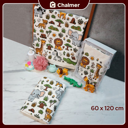 Handuk Mandi Bayi Chalmer 60 x 120 cm Printed Motif Karakter