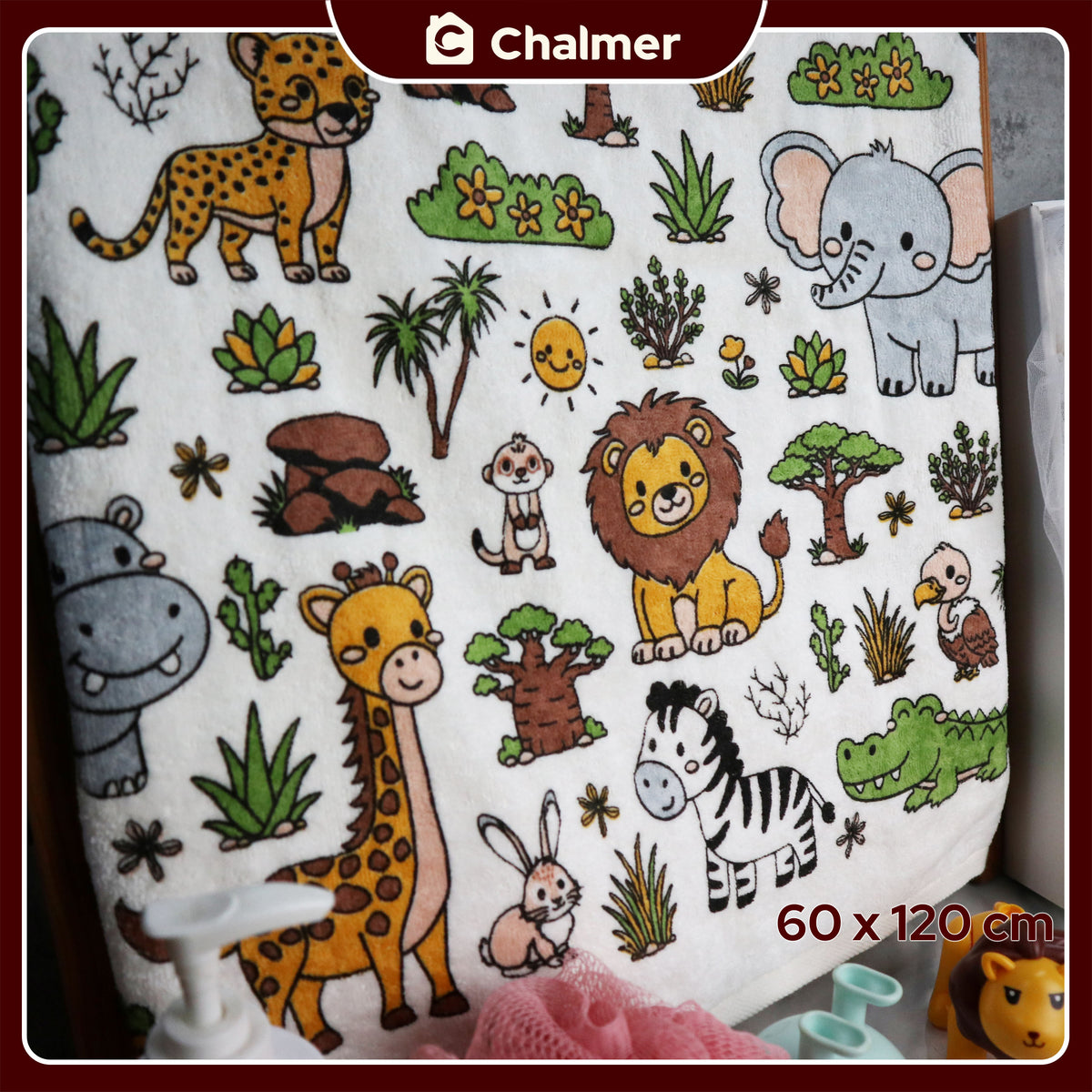 Handuk Mandi Bayi Chalmer 60 x 120 cm Printed Motif Karakter