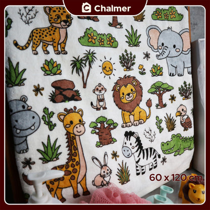 Handuk Mandi Bayi Chalmer 60 x 120 cm Printed Motif Karakter