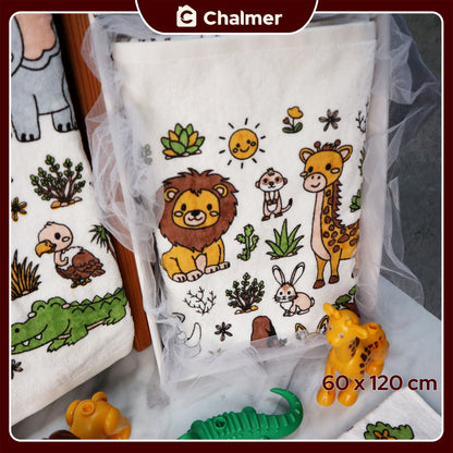 Handuk Mandi Bayi Chalmer 60 x 120 cm Printed Motif Karakter