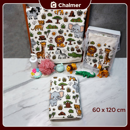 Handuk Mandi Bayi Chalmer 60 x 120 cm Printed Motif Karakter