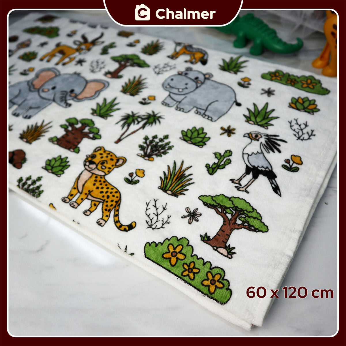 Handuk Mandi Bayi Chalmer 60 x 120 cm Printed Motif Karakter