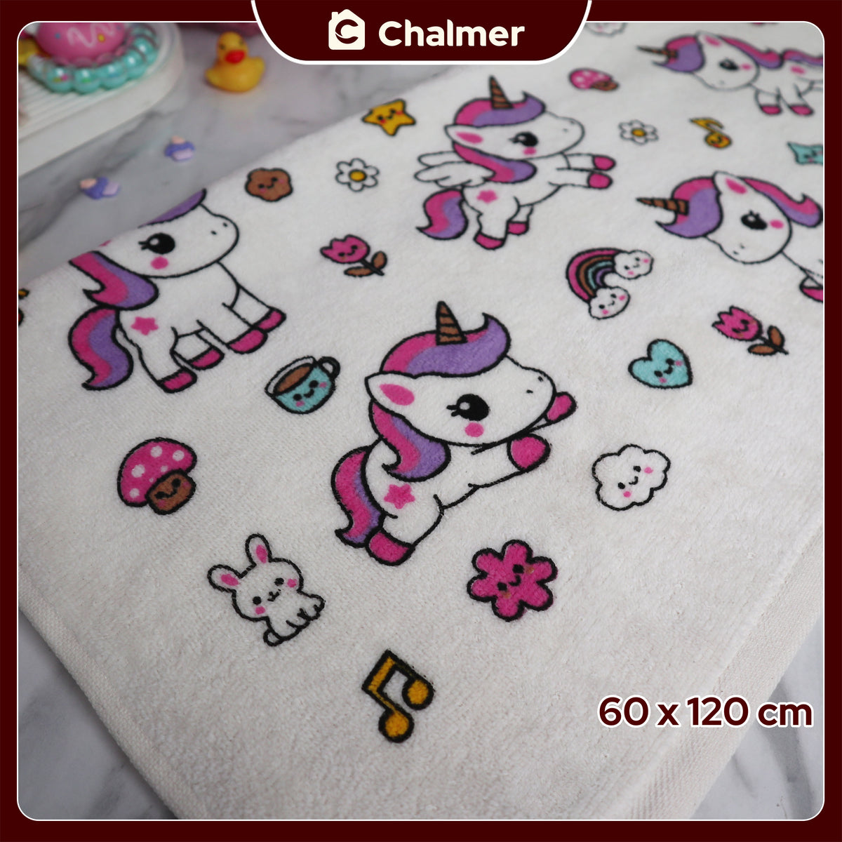 Handuk Mandi Bayi Chalmer 60 x 120 cm Printed Motif Karakter
