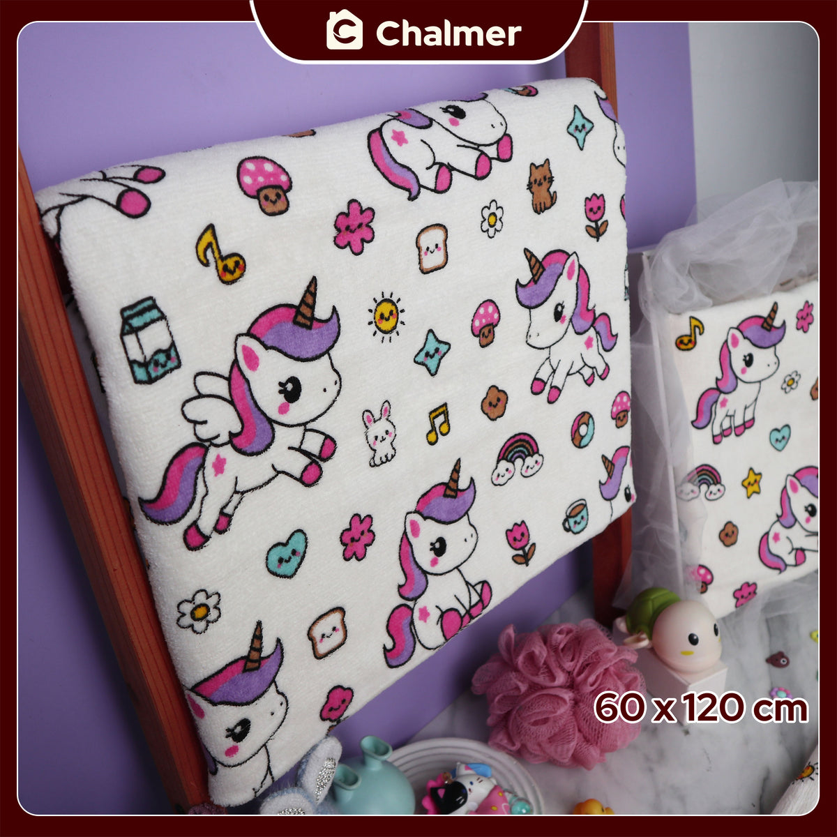 Handuk Mandi Bayi Chalmer 60 x 120 cm Printed Motif Karakter
