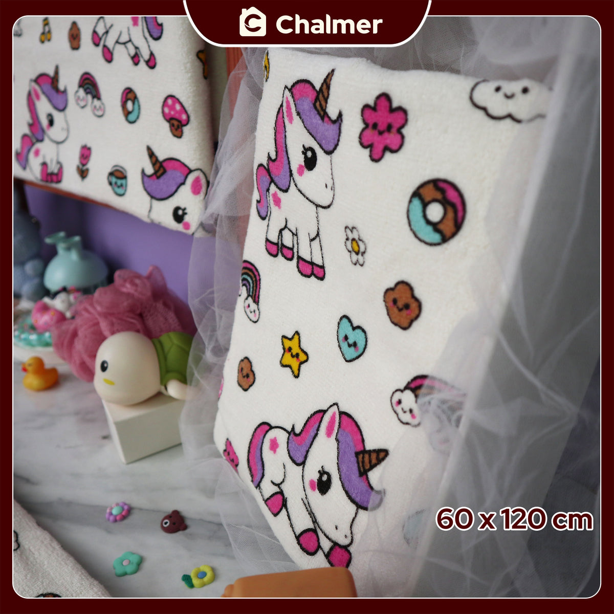 Handuk Mandi Bayi Chalmer 60 x 120 cm Printed Motif Karakter