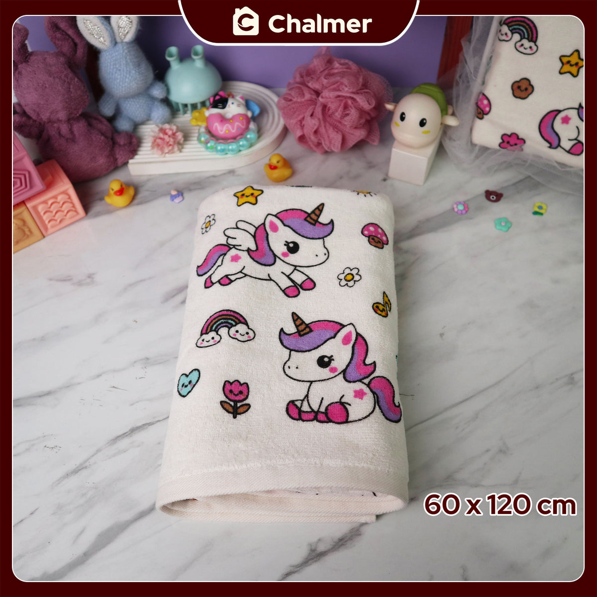Handuk Mandi Bayi Chalmer 60 x 120 cm Printed Motif Karakter
