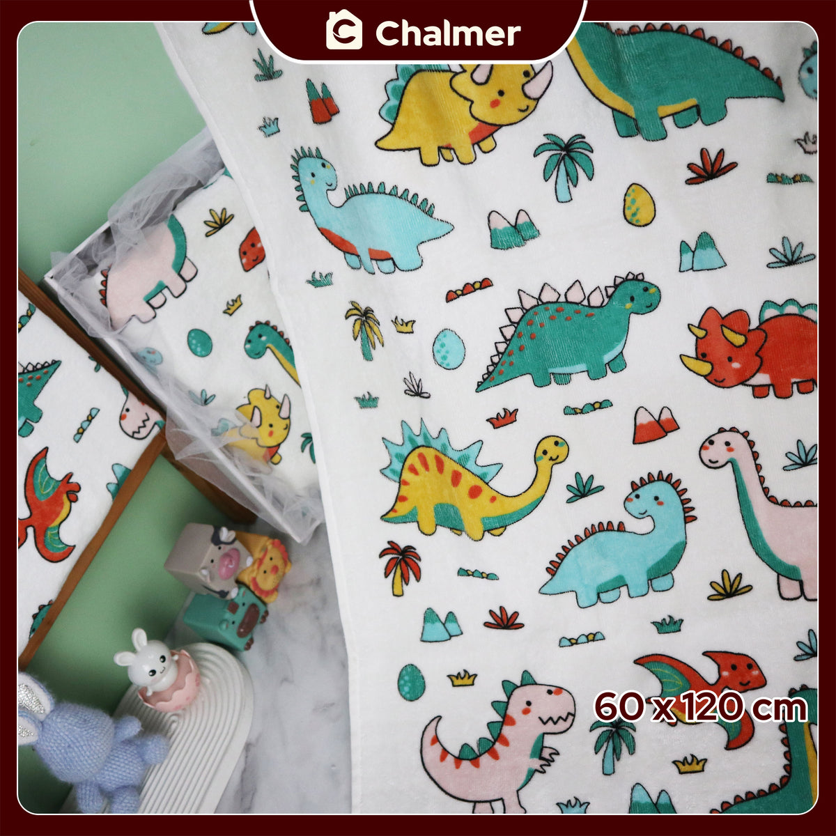 Handuk Mandi Bayi Chalmer 60 x 120 cm Printed Motif Karakter
