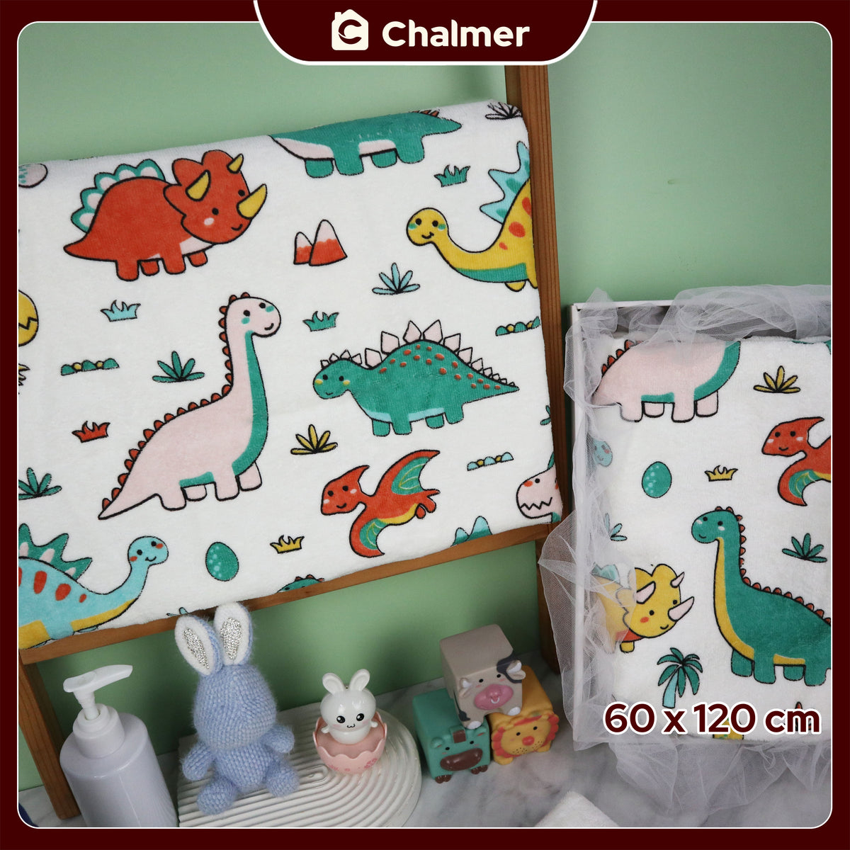 Handuk Mandi Bayi Chalmer 60 x 120 cm Printed Motif Karakter