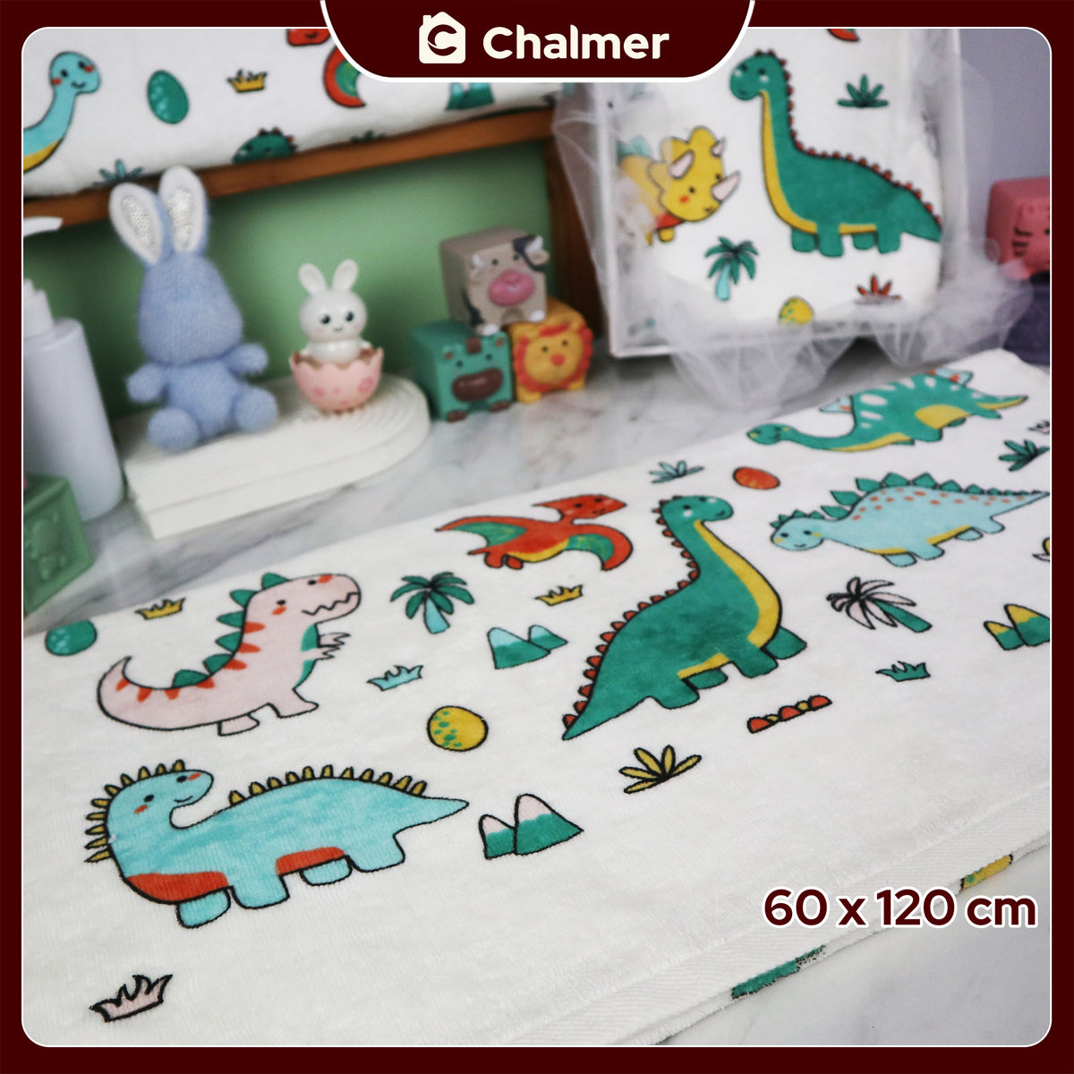 Handuk Mandi Bayi Chalmer 60 x 120 cm Printed Motif Karakter
