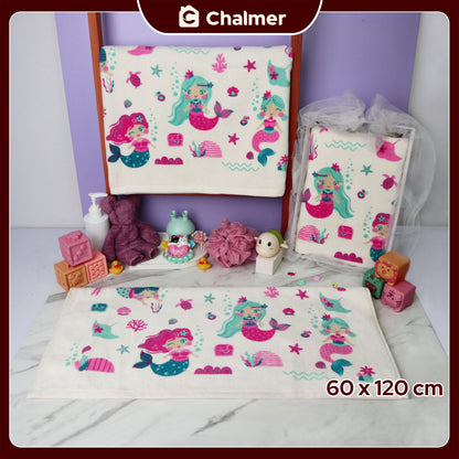 Handuk Mandi Bayi Chalmer 60 x 120 cm Printed Motif Karakter