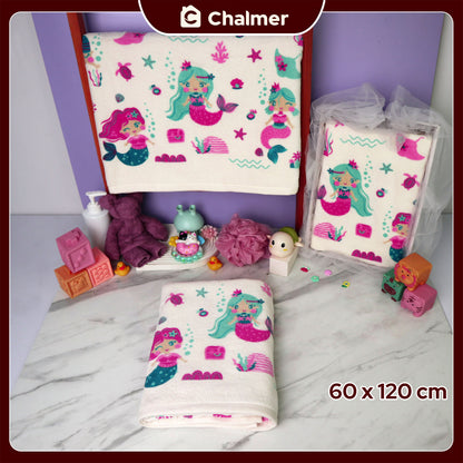 Handuk Mandi Bayi Chalmer 60 x 120 cm Printed Motif Karakter