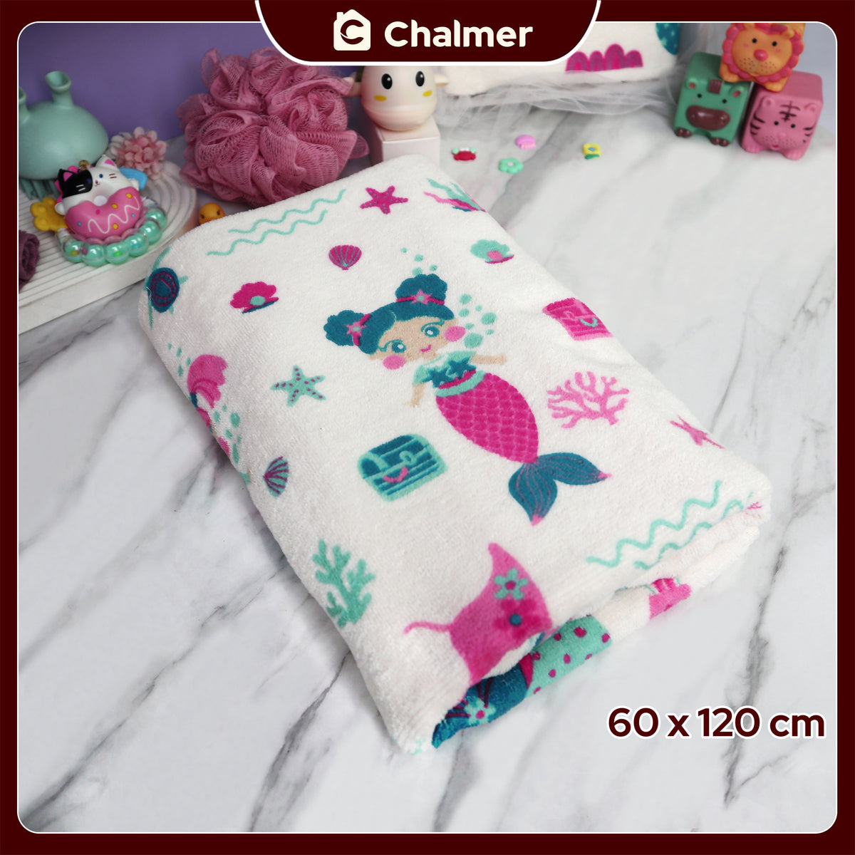 Handuk Mandi Bayi Chalmer 60 x 120 cm Printed Motif Karakter