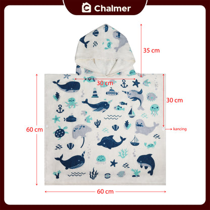 Poncho Handuk Anak Motif Karakter Katun Usia 2-6 Tahun