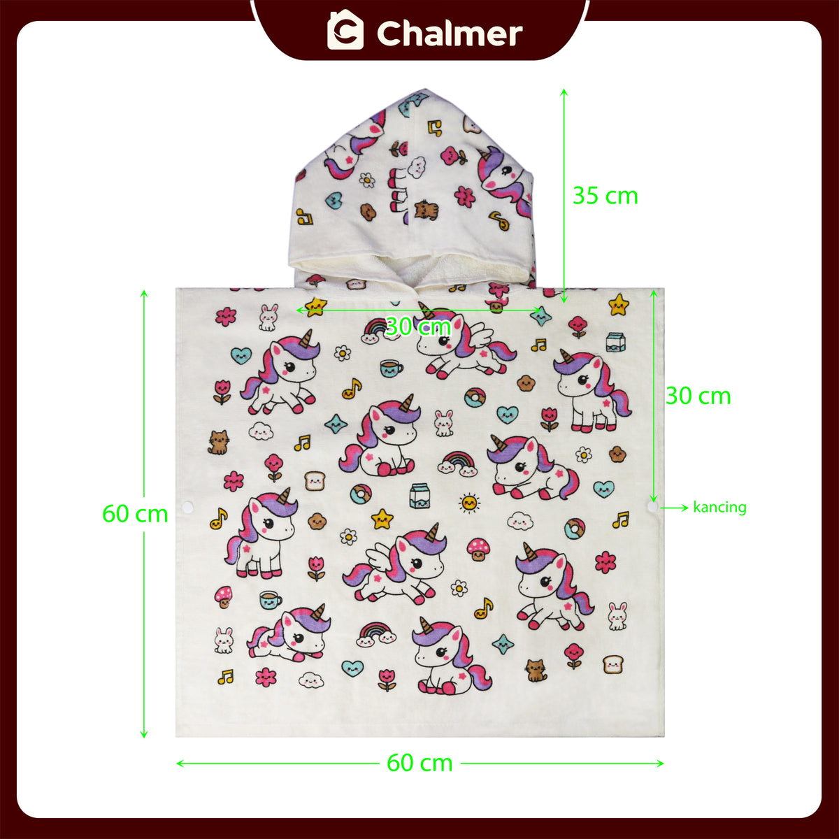Poncho Handuk Anak Motif Karakter Katun Usia 2-6 Tahun