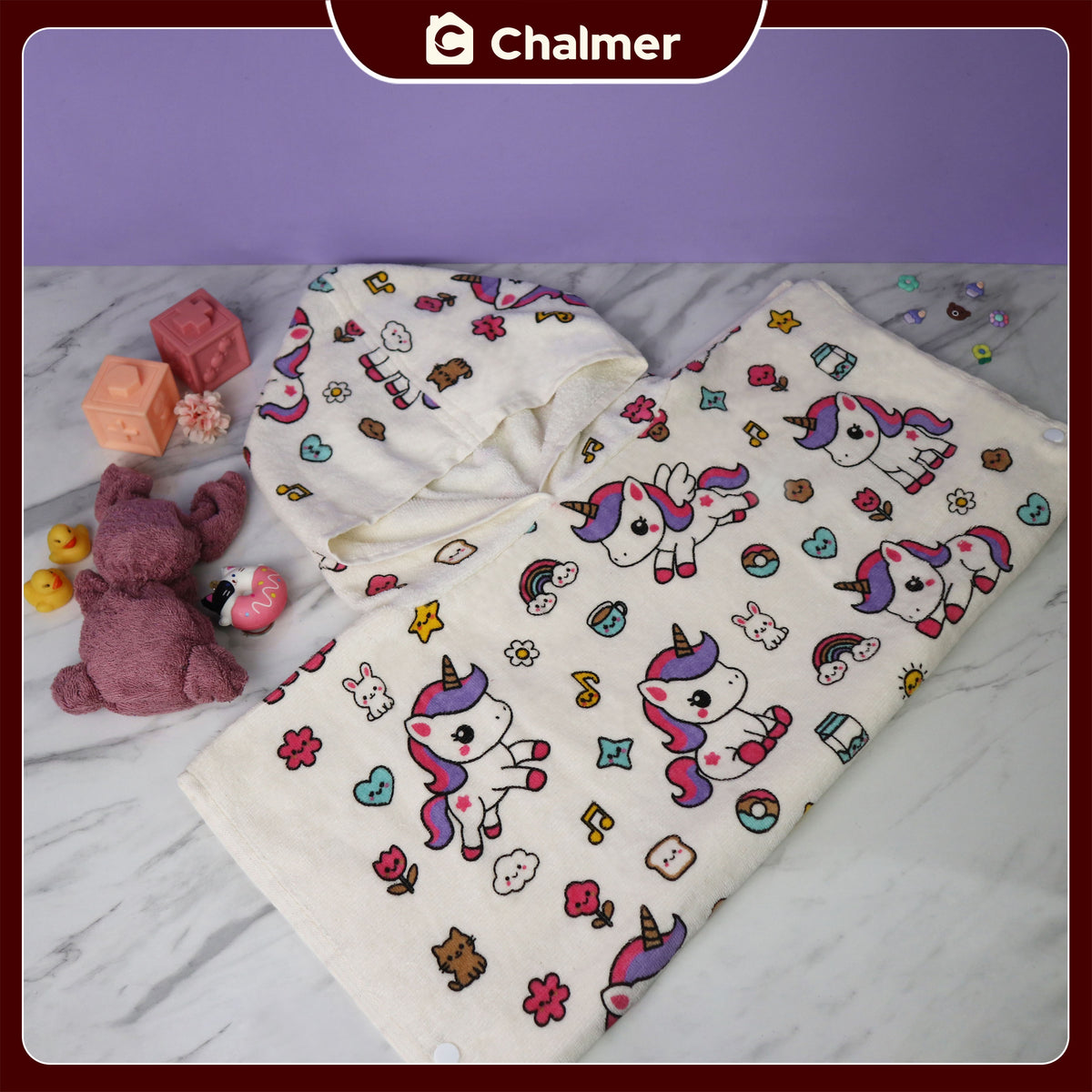 Poncho Handuk Anak Motif Karakter Katun Usia 2-6 Tahun