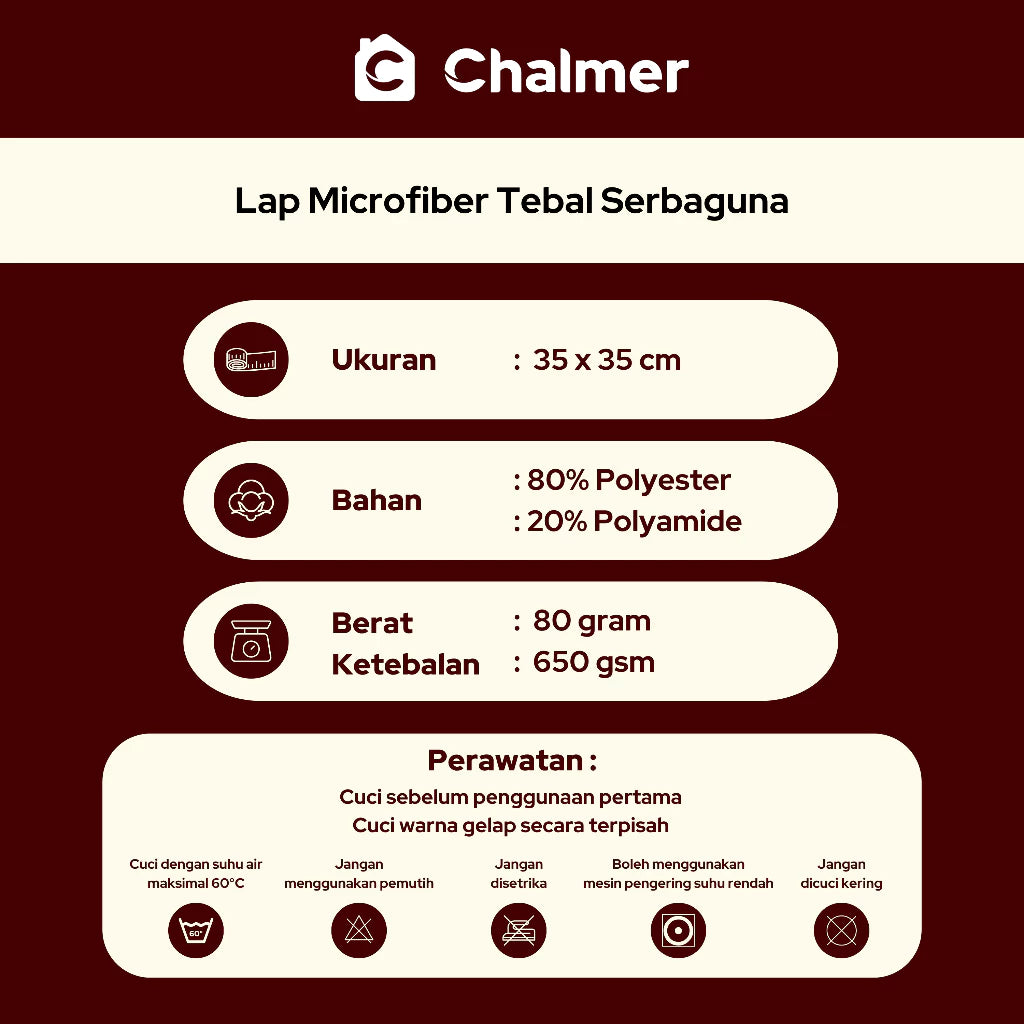 Lap Kain Microfiber Chalmer 35 x 35 cm