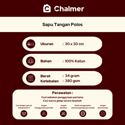 Handuk Sapu Tangan Chalmer 30 x 30 cm