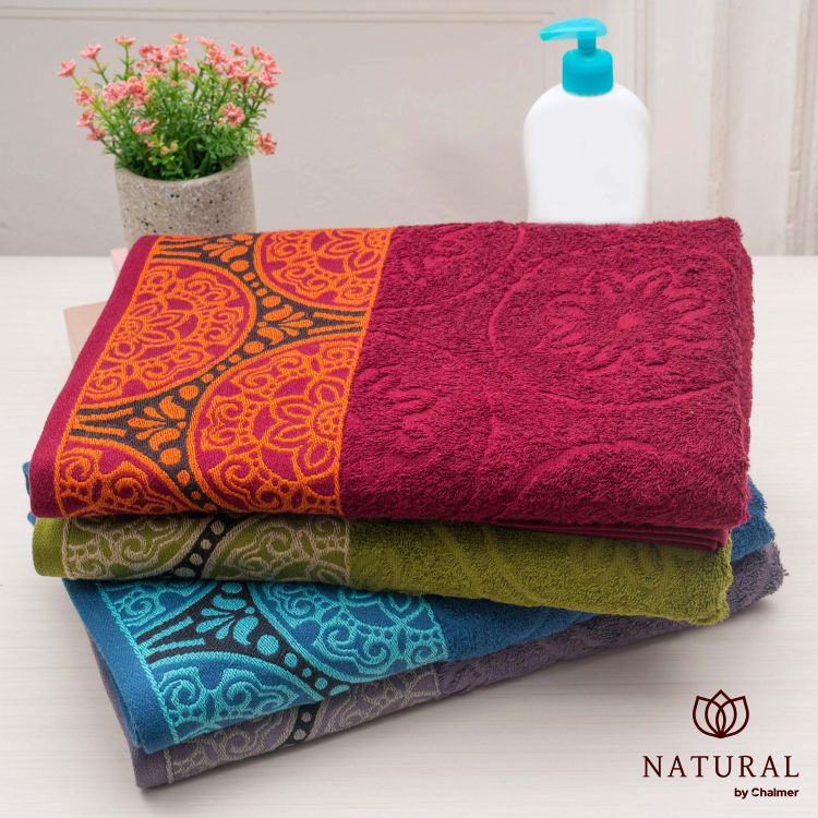 Handuk Mandi Dewasa Natural by Chalmer 70 x 135 cm Motif Mandala