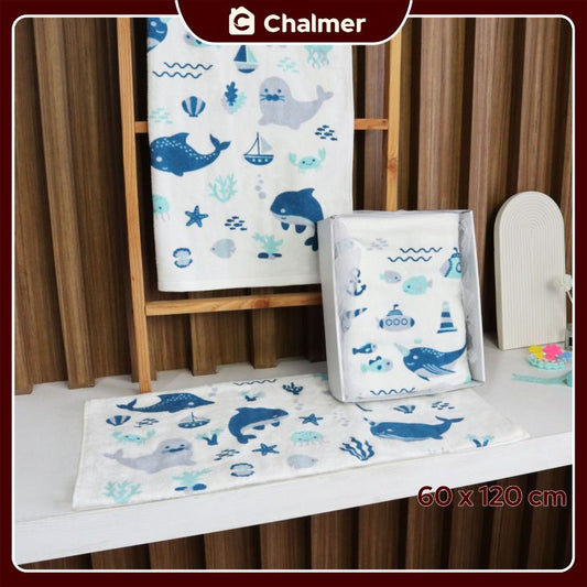 Handuk Mandi Bayi Chalmer 60 x 120 cm Printed Motif Karakter