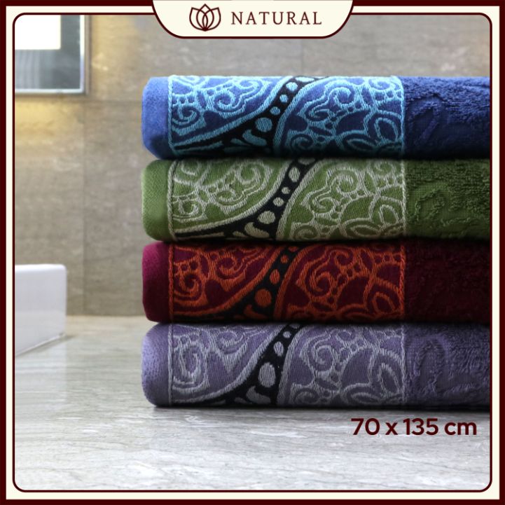 Handuk Mandi Dewasa Natural by Chalmer 70 x 135 cm Motif Mandala