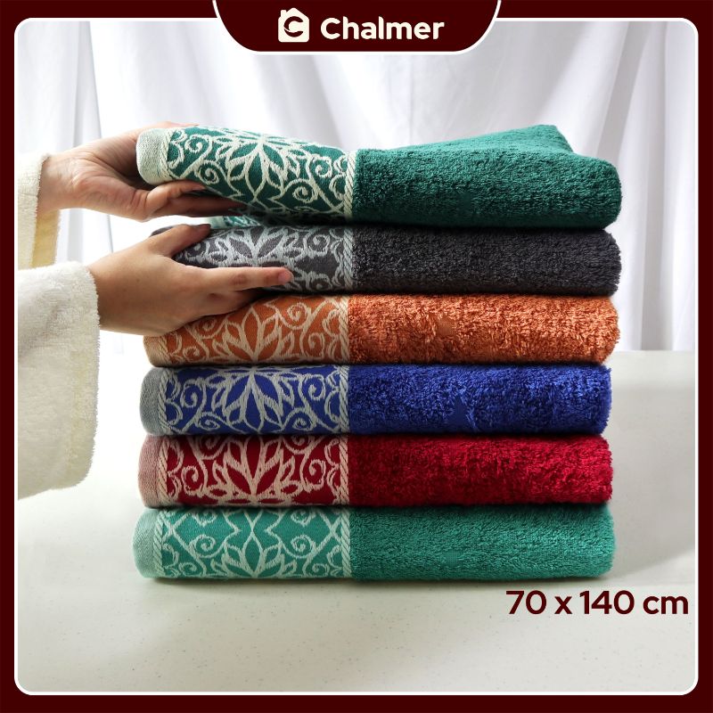 Handuk Mandi Dewasa Chalmer Premium 70 x 140 cm Motif Vardo